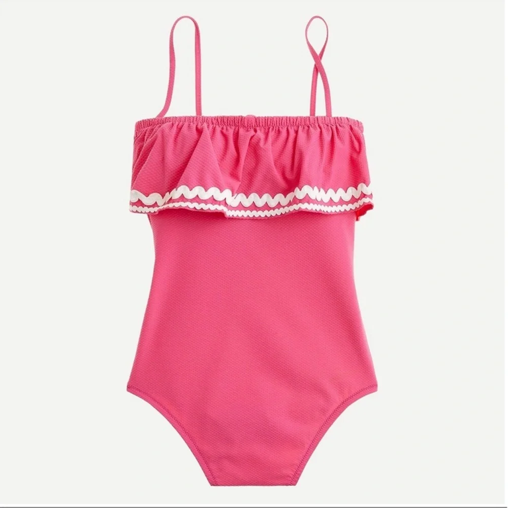 J. Crew Ruffle Bandeau One Piece with Rickrack size 4
